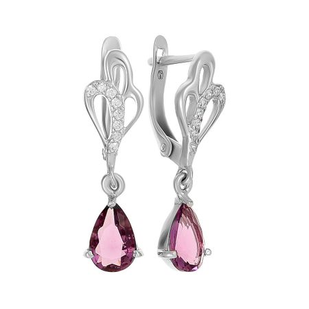Серьги из серебра с аметистами и фианитами