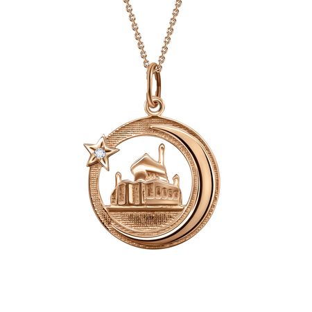 Золотая мусульманская подвеска с фианитом