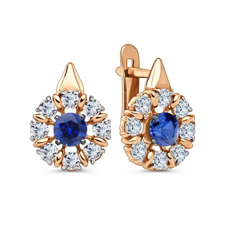 Золотые серьги с сапфирами и бриллиантами с черным родированием