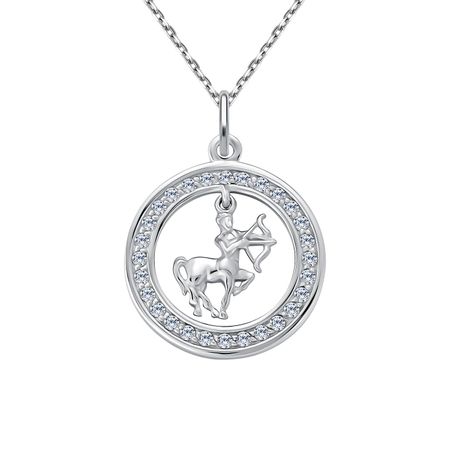 Серебряная подвеска с фианитами со знаком зодиака Стрелец