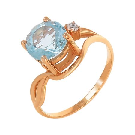 Кольцо из золота с топазом и фианитом