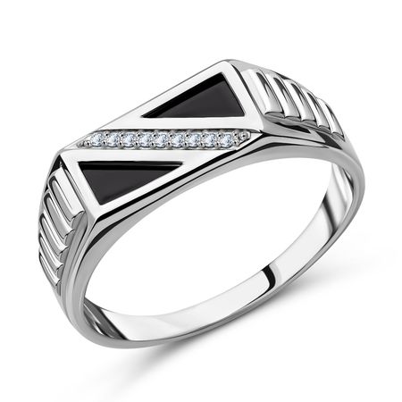 Серебряная печатка с агатом и фианитами