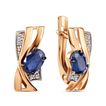 Золотые серьги с сапфирами и бриллиантами с черным родированием
