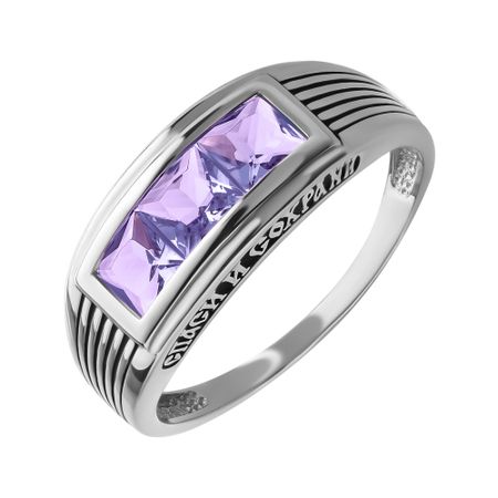 Серебряное кольцо с аметистами и чернением с родированием