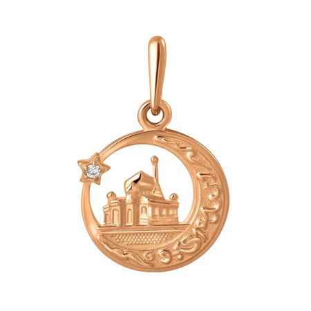 Золотая мусульманская подвеска с фианитом