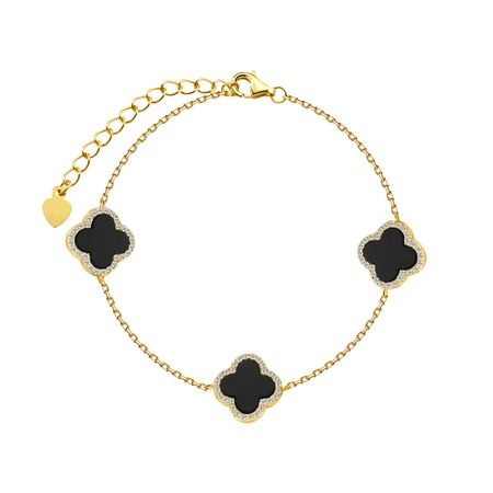 Серебряный браслет с пластиком и фианитами с позолотой