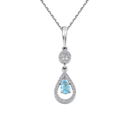 Серебряная подвеска с топазом и фианитами