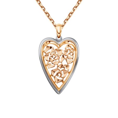 Серебряная подвеска Сердце с позолотой и чернением