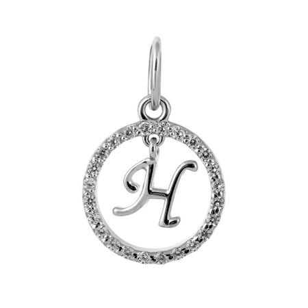 Подвеска буква Н из серебра с фианитами