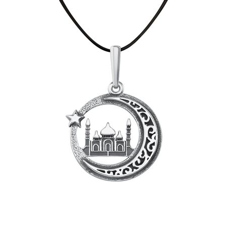 Серебряная подвеска Мечеть и полумесяц с чернением