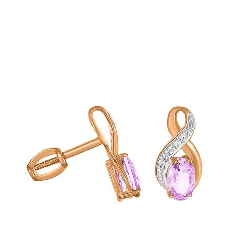 Серьги-пусеты TALANT из золота с аметистами и фианитами