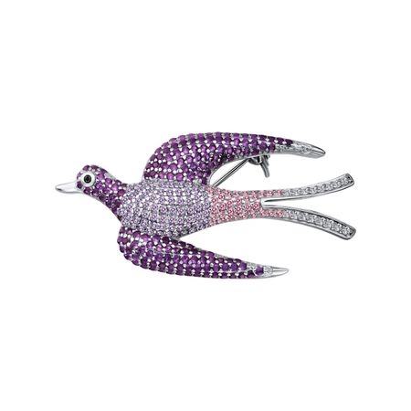 Серебряная брошь с кристаллами и фианитами