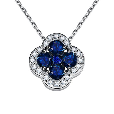 Золотая подвеска с сапфирами и бриллиантами с родированием