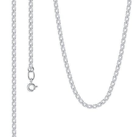 Серебряная цепочка Тройной ромб с алмазной гранью и родированием