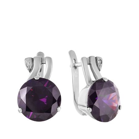Серьги из серебра с аметистами и фианитами