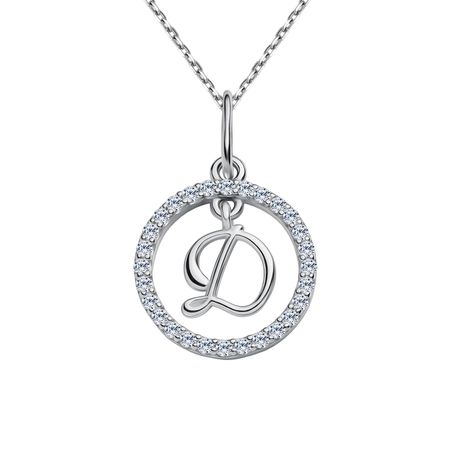 Серебряная подвеска буква Д с фианитами и родированием