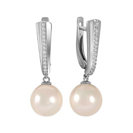 Серьги SOKOLOV из серебра с жемчугом и фианитами