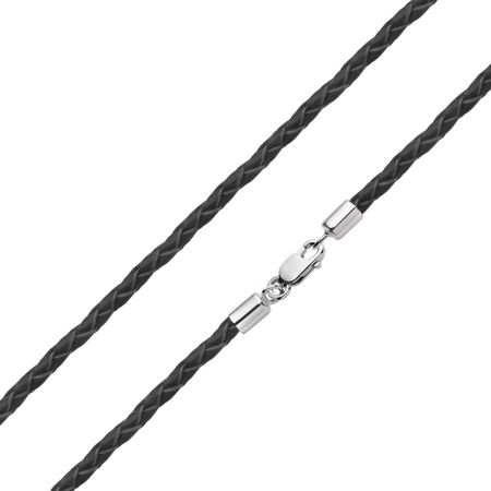 Кожаный браслет с серебряным замком с родированием