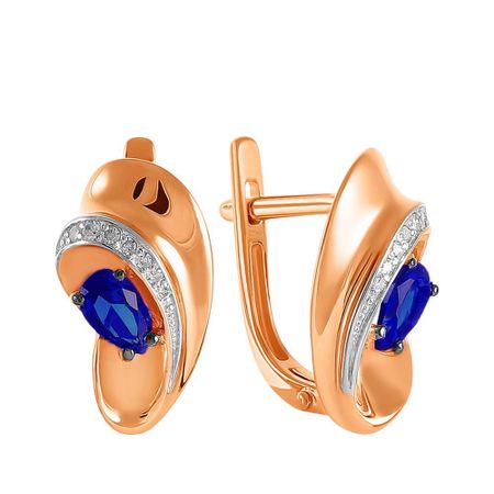 Золотые серьги c сапфирами и бриллиантами с чернением и родированием