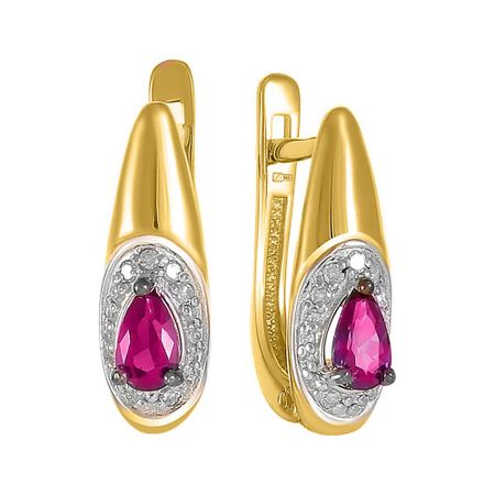 Золотые серьги с рубинами и бриллиантами с черным родированием
