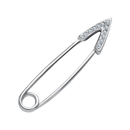 Серебряная булавка с фианитами и родированием