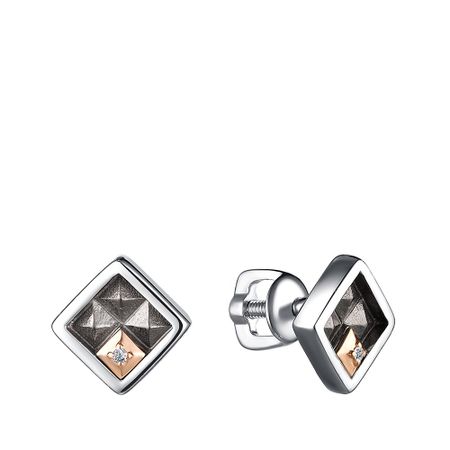 Серебряные серьги с бриллиантами и родированием