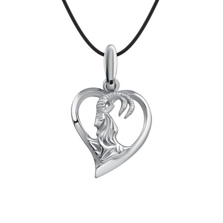 Серебряная подвеска с родированием со знаком зодиака Козерог