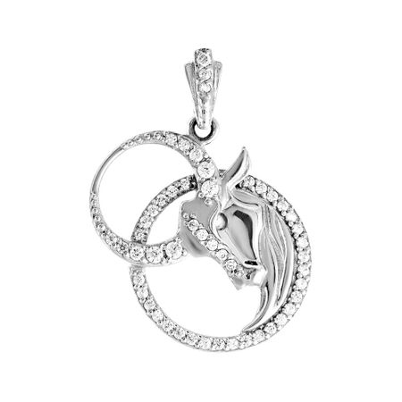 Серебряная подвеска с фианитами со знаком зодиака Телец