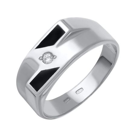 Серебряная печатка с эмалью и фианитом