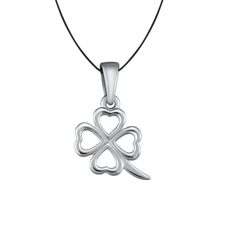 Серебряная подвеска Четырехлистник с родированием