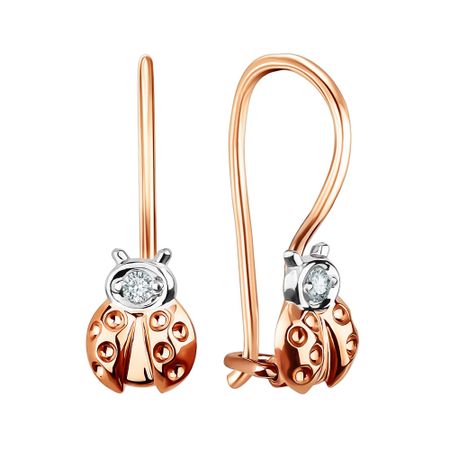 Золотые детские серьги с бриллиантами и родированием