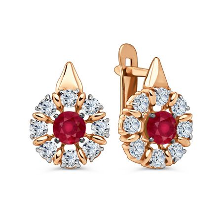 Золотые серьги с рубинами и бриллиантами с черным родированием