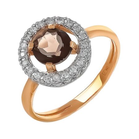 Кольцо из золота с раухтопазом и бриллиантами