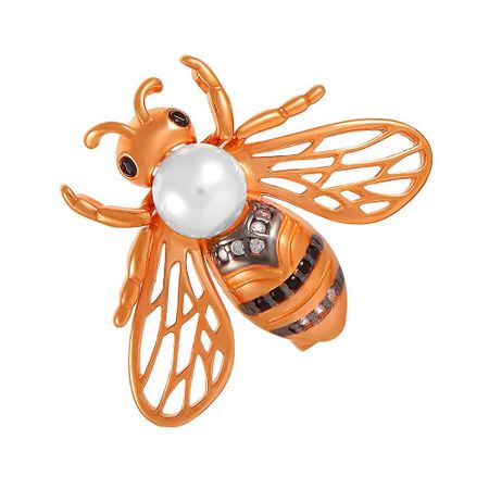 Брошь Пчела из серебра с жемчугом SWAROVSKI и фианитами октавио пинтос как спит пчела удивительные факты о животных и их суперспособностях