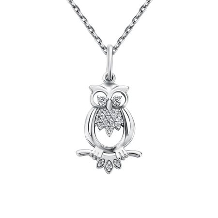 Подвеска Сова из серебра с фианитами