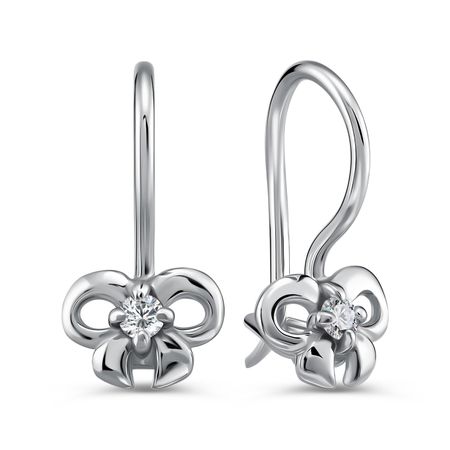 Серьги детские Бант из серебра с фианитами