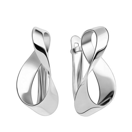 Серебряные серьги Лента с родированием