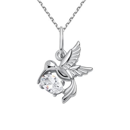 Серебряная подвеска Колибри с фианитом и родированием для творчества lori вышивка пайетками колибри