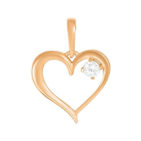 Подвеска Сердце из серебра с фианитом