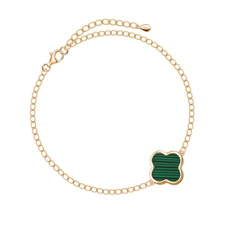 Серебряный браслет с малахитом и позолотой