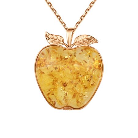 Серебряная подвеска-брошь с янтарем и позолотой