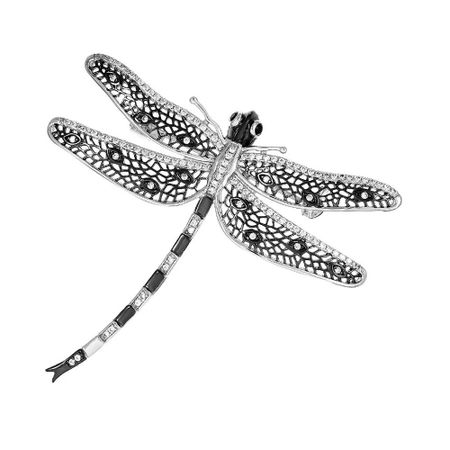 Серебряная брошь Стрекоза с эмалью и кристаллами с фианитами татьяна булатова стрекоза ты моя бестолковая