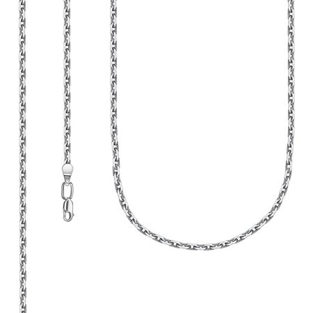 Серебряная полновесная цепочка Квадратный якорь с алмазной гранью и родированием