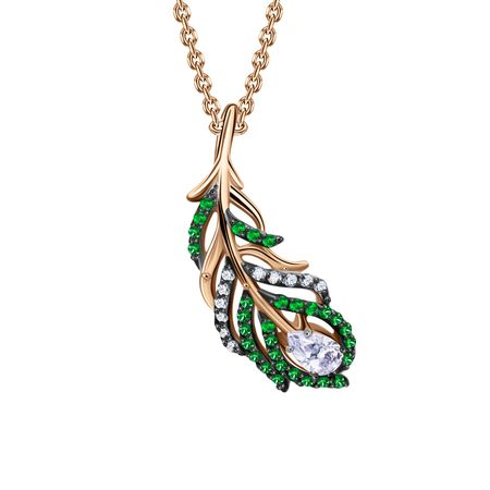 Золотая подвеска Перо с фианитами елена геос шуба перо и золотая статуя