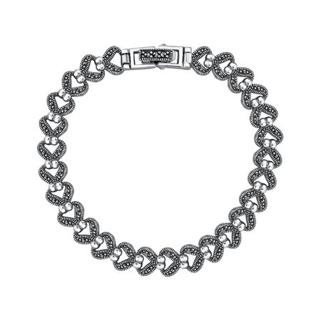 Серебряный браслет с марказитами и чернением