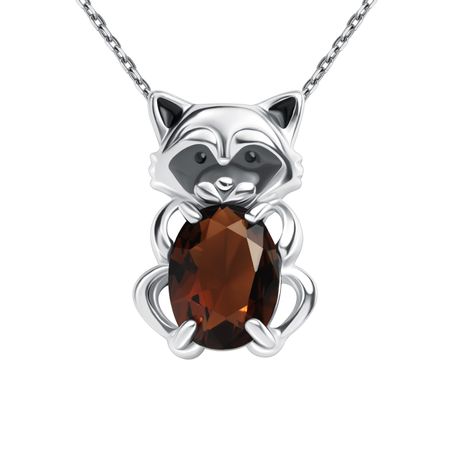 Серебряная подвеска Енот с алпанитом и эмалью с родированием