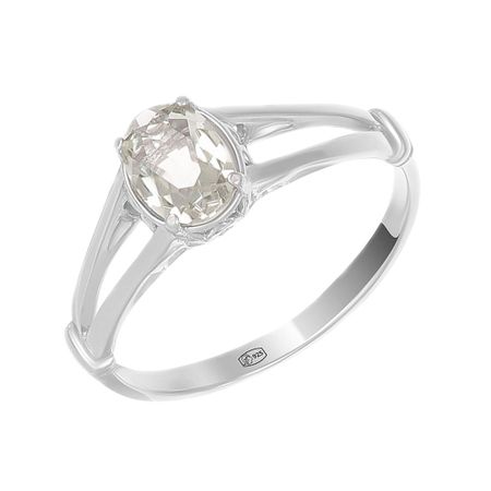 Серебряное кольцо с хрусталем и родированием