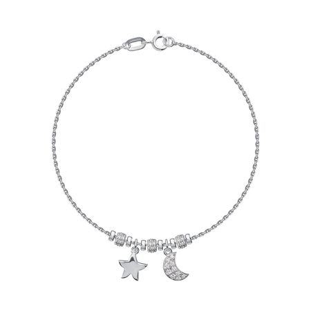 Серебряный браслет на ногу Звезда и Месяц с фианитами и родированием фредерик брукс мифический человеко месяц или как создаются программные системы