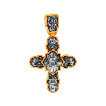 Подвеска-крестик Успение Пресвятой Богородицы из серебра