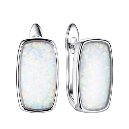 Серебряные серьги с опалами и родированием